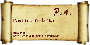 Pavlics Amáta névjegykártya